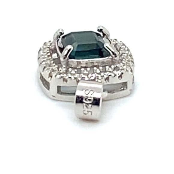 Blue Tourmaline 1.02ct White Gold Finish Solid 925 Sterling Silver Pendant - Picture 8 of 8